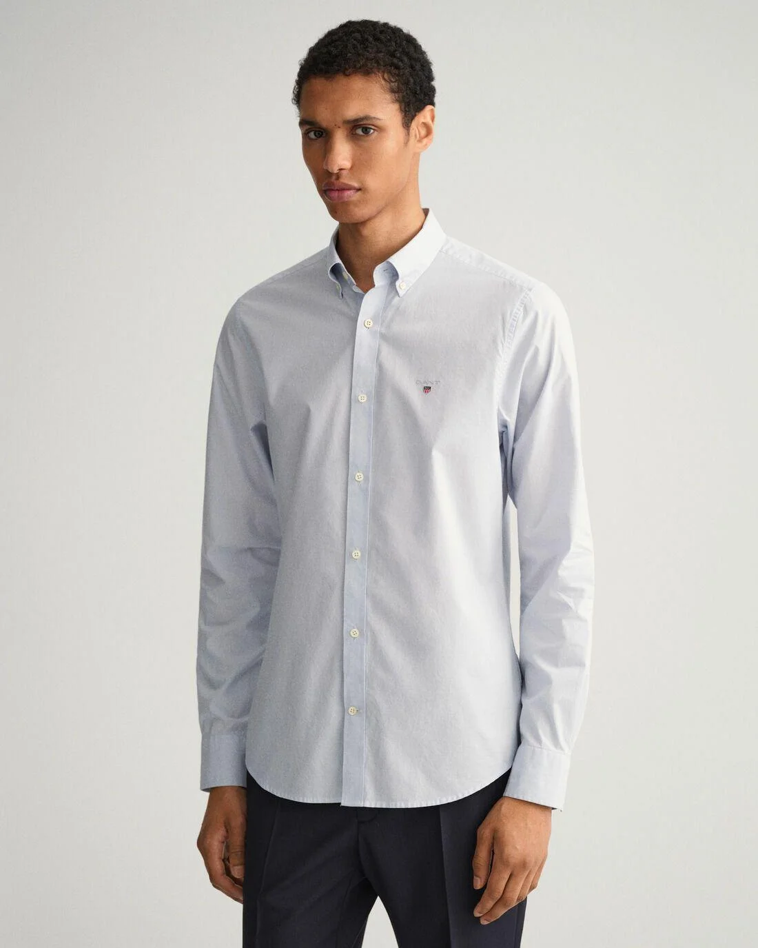 Shirts | Mens GANT Slim Fit Broadcloth Shirt Muted Blue