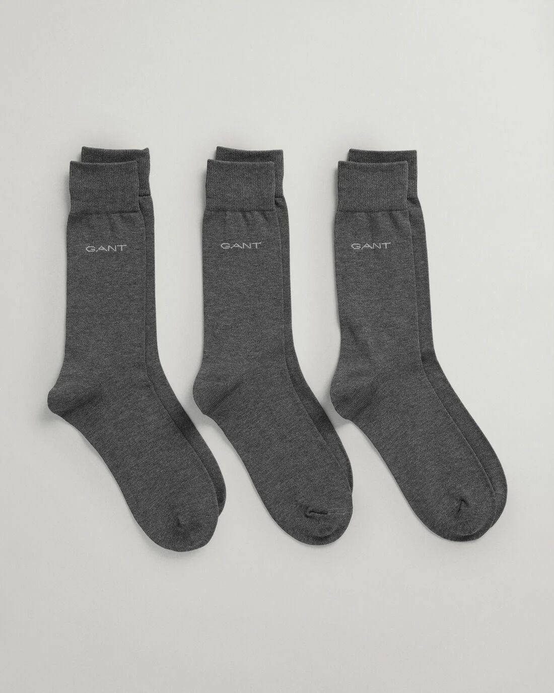 Socks | Mens GANT 3-Pack Mercerized Cotton Socks Charcoal Melange