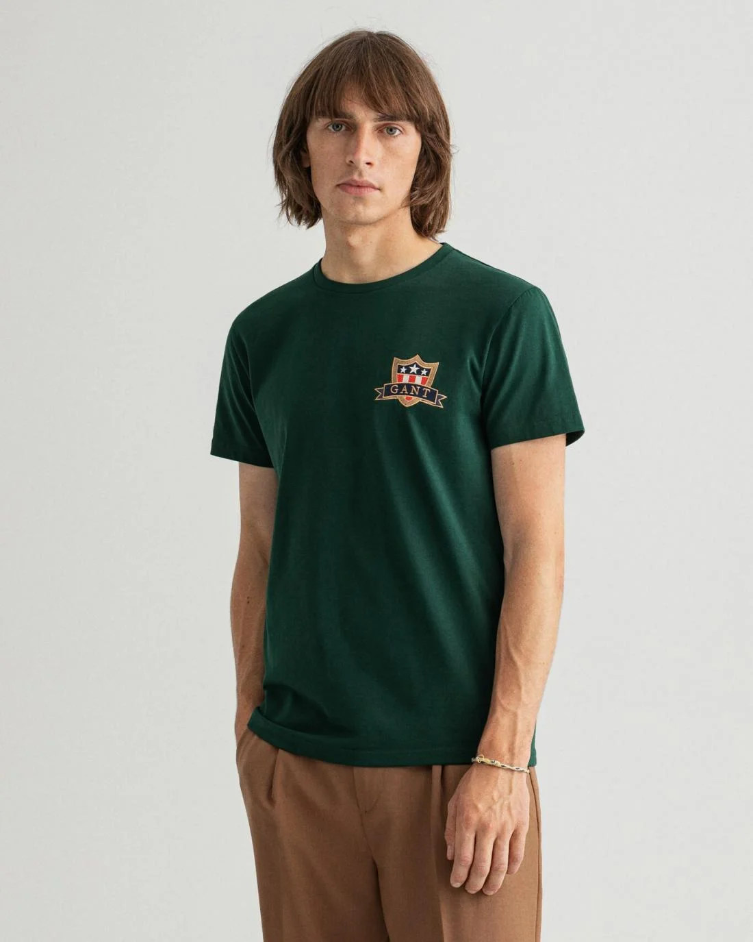 T-Shirts | Mens GANT Banner Shield T-Shirt Tartan Green