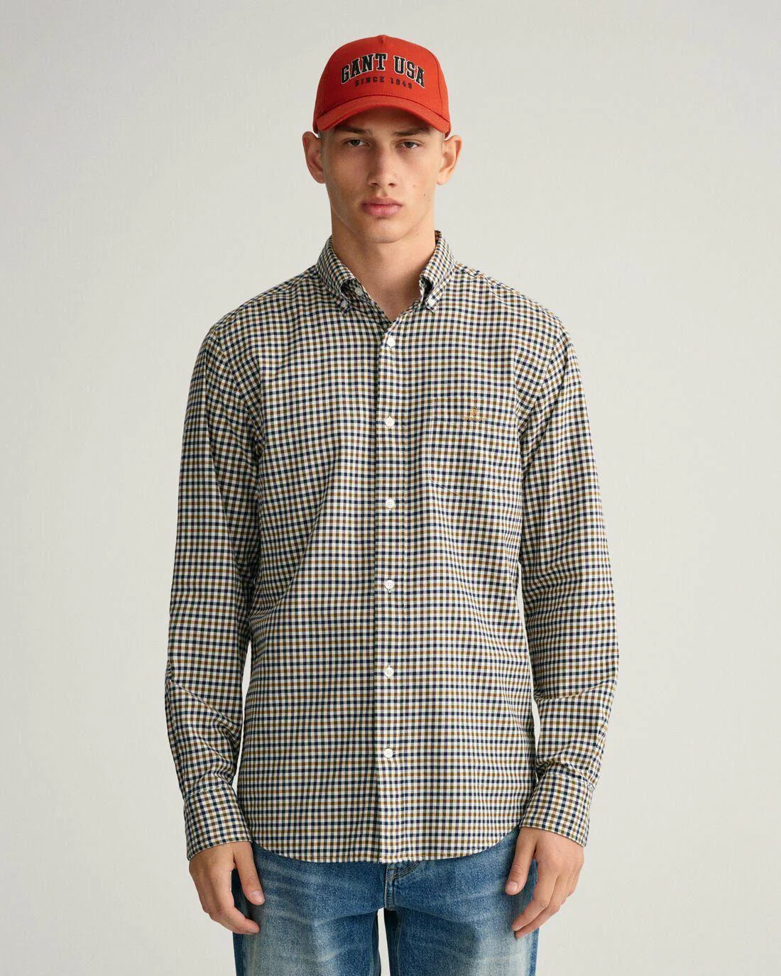 Shirts | Mens GANT Regular Fit Gingham Twill Shirt Eggshell