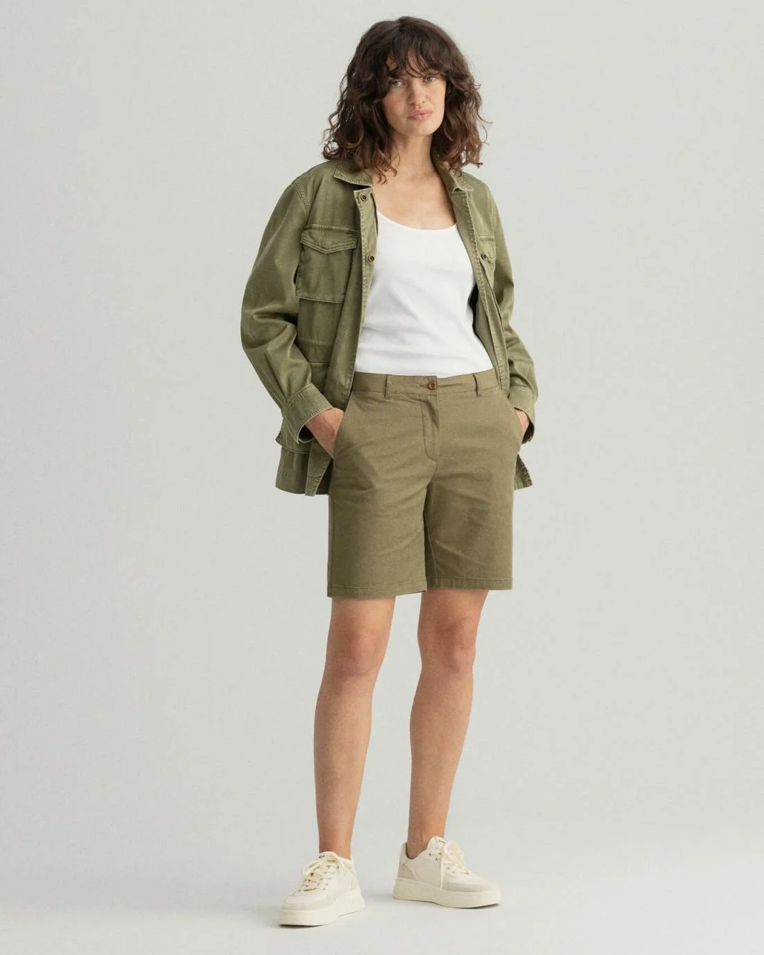 Shorts And Skirts | Womens GANT Slim Fit Classic Chino Shorts Utility Green