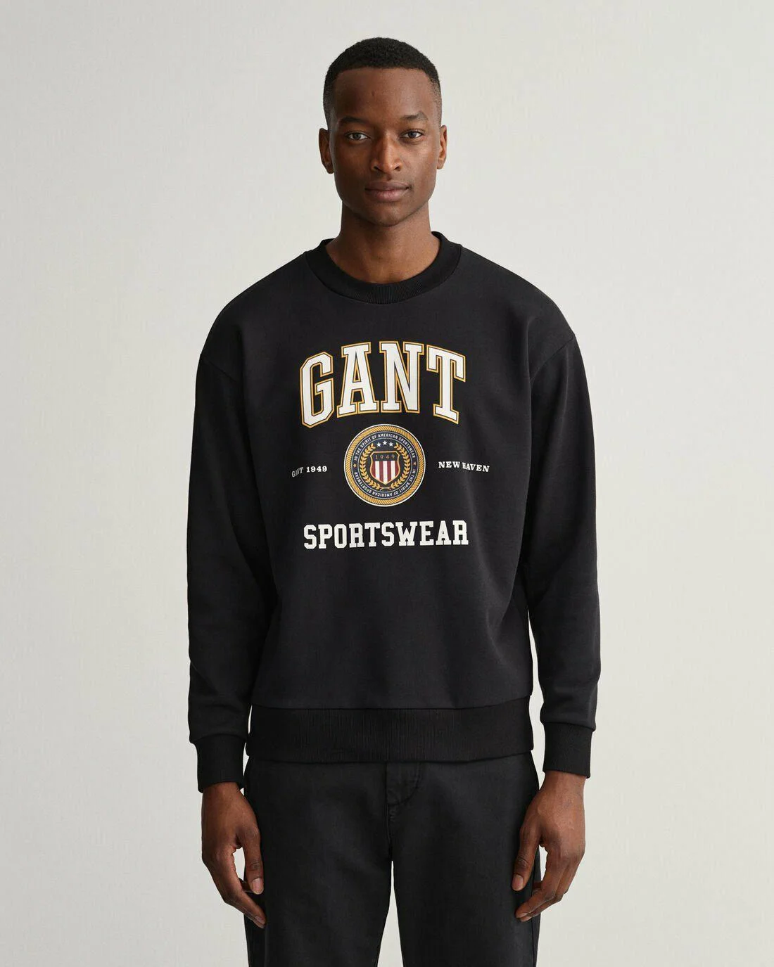 Hoodies And Sweats | Mens GANT Crest Shield Crew Neck Sweatshirt Black