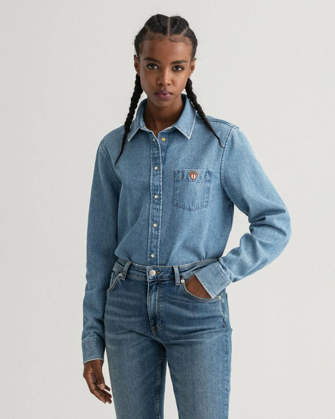 Shirts And Blouses | Womens GANT Indigo Chambray Shirt Indigo