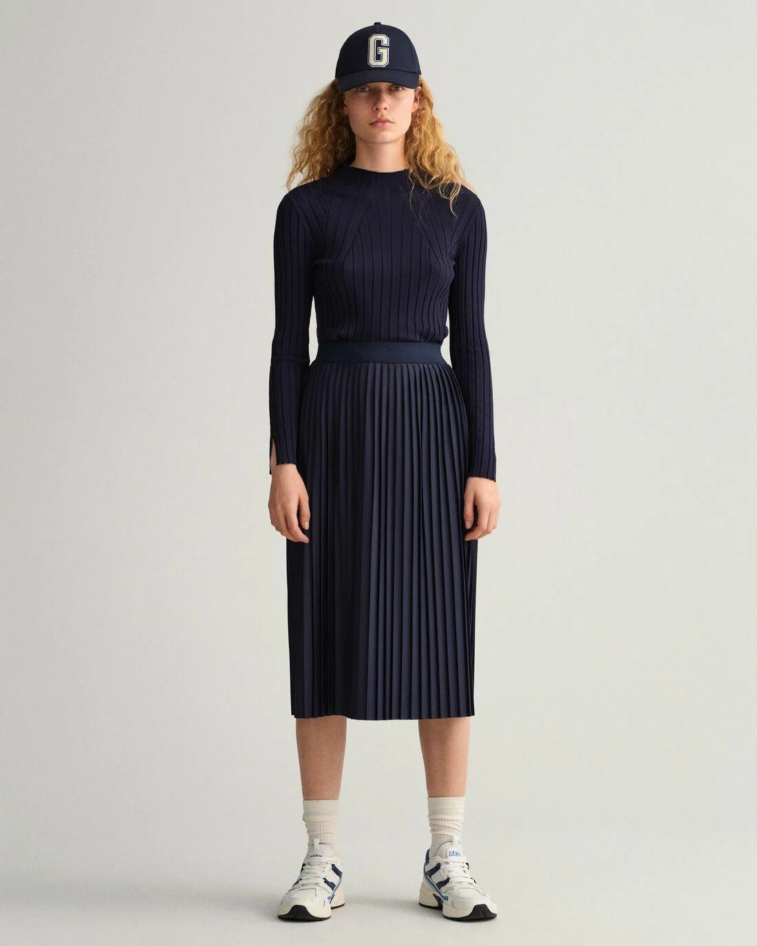 Shorts And Skirts | Womens GANT Pleated Jersey Skirt Evening Blue