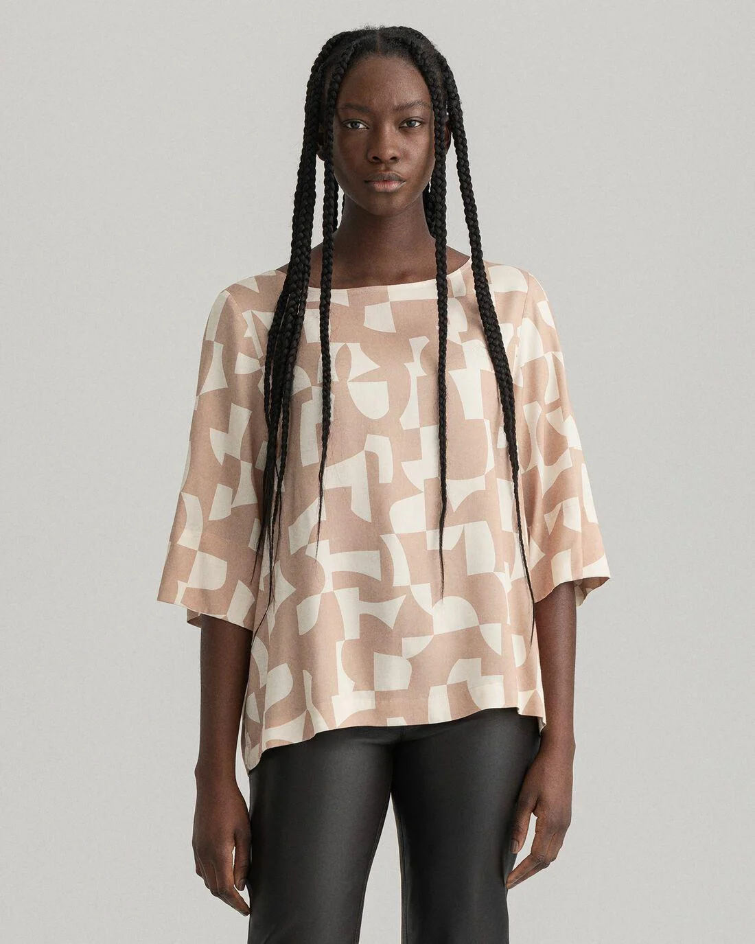 Shirts And Blouses | Womens GANT Geometric Top Hazelwood Beige