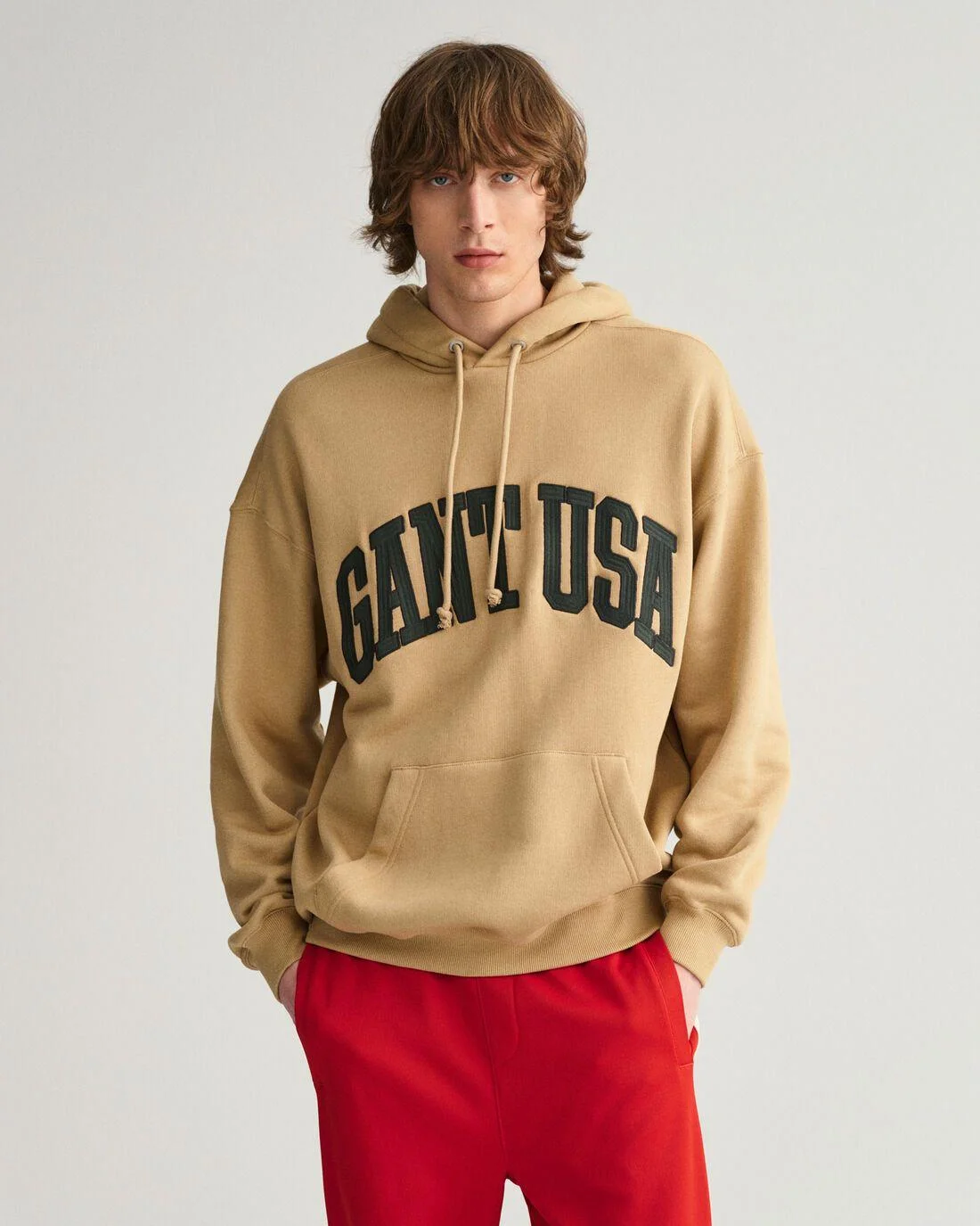 Hoodies And Sweats | Mens GANT Usa Graphic Sweat Hoodie Hazelwood Beige