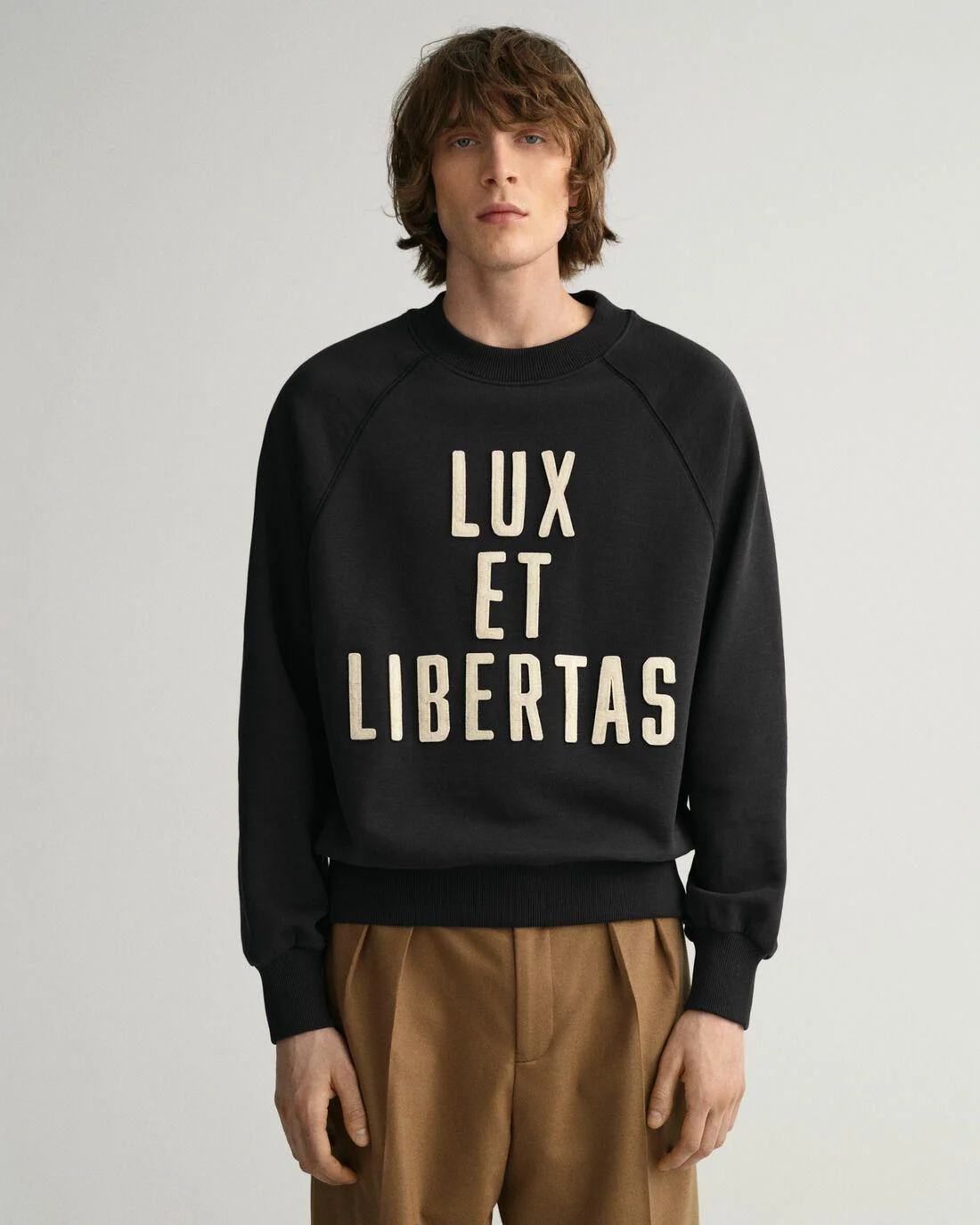 Hoodies And Sweats | Mens GANT Luxe Crew Neck Sweatshirt Ebony Black