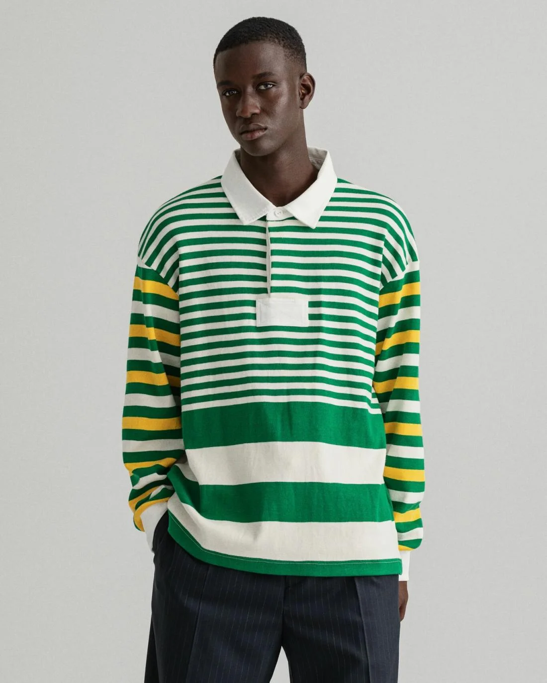 Rugby Shirts | Mens GANT Rough Weather Multi Stripe Heavy Rugger Lavish Green