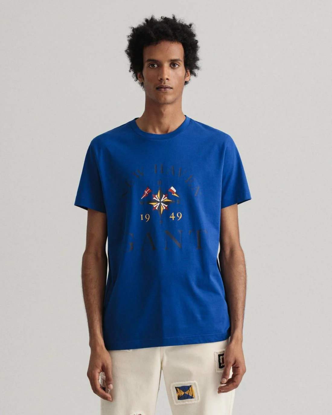 T-Shirts | Mens GANT Sailing Print T-Shirt College Blue