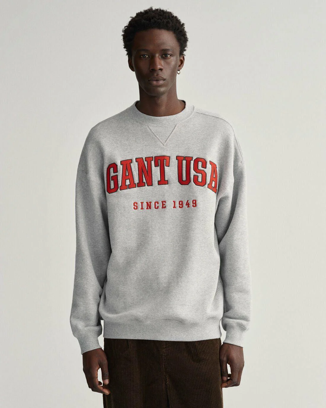 Hoodies And Sweats | Mens GANT Usa Graphic Crew Neck Sweatshirt Grey Melange