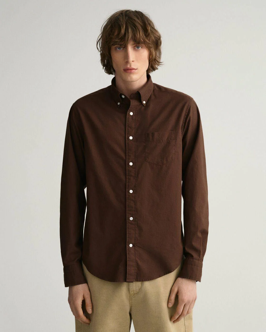 Shirts | Mens GANT Regular Fit Twill Shirt Rich Brown