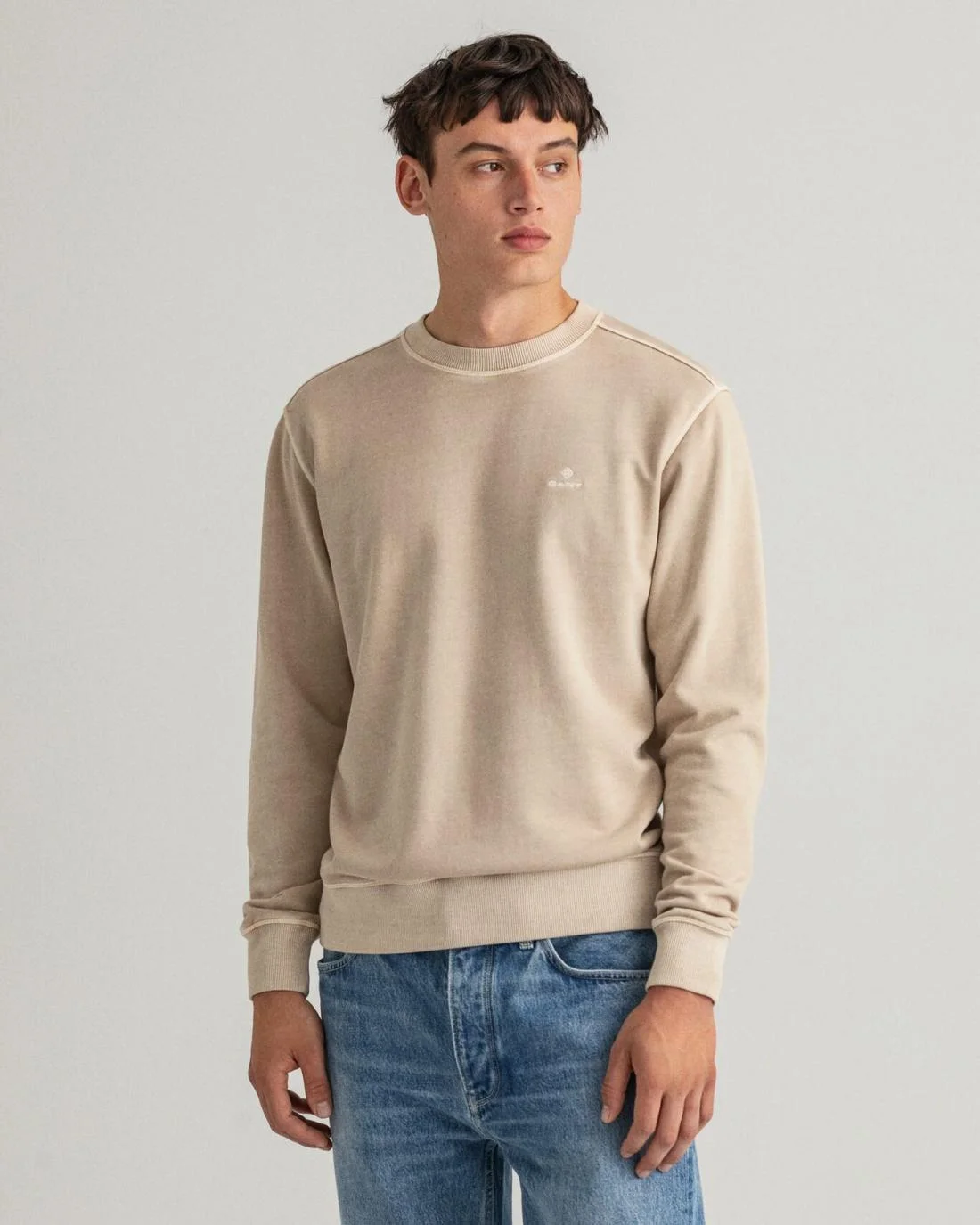 Hoodies And Sweats | Mens GANT Sunfaded Crew Neck Sweatshirt Plaza Taupe