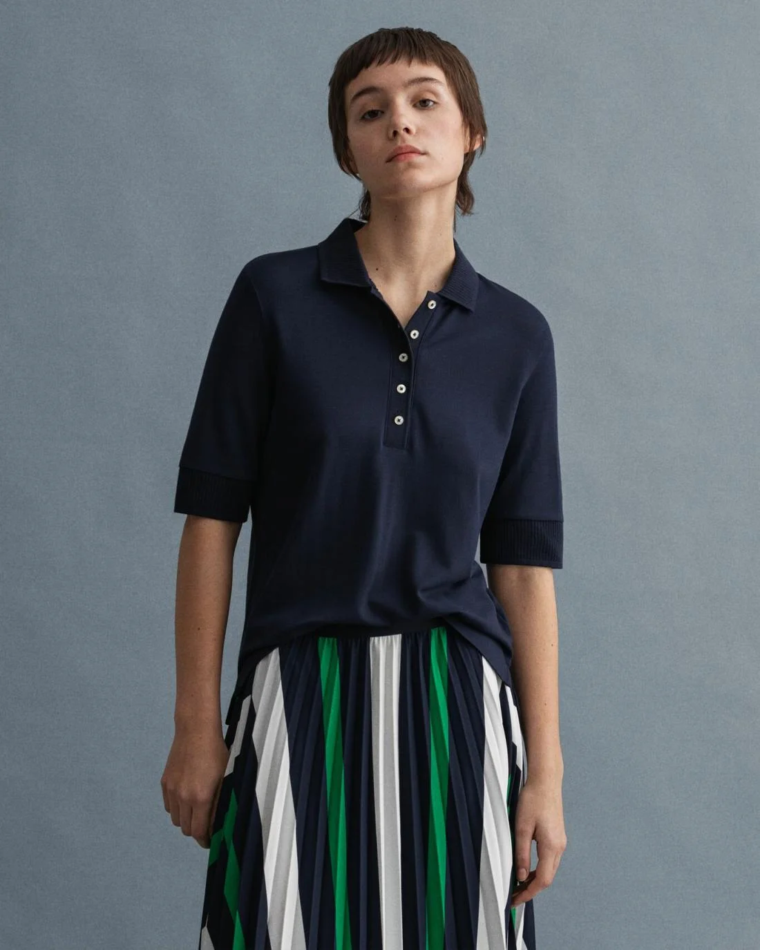 Polos And T-Shirts | Womens GANT Detail Collar Piqué Polo Shirt Evening Blue