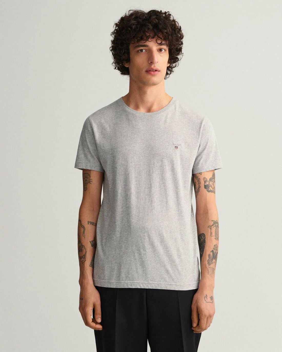 T-Shirts | Mens GANT Original Slim Fit T-Shirt Light Grey Melange