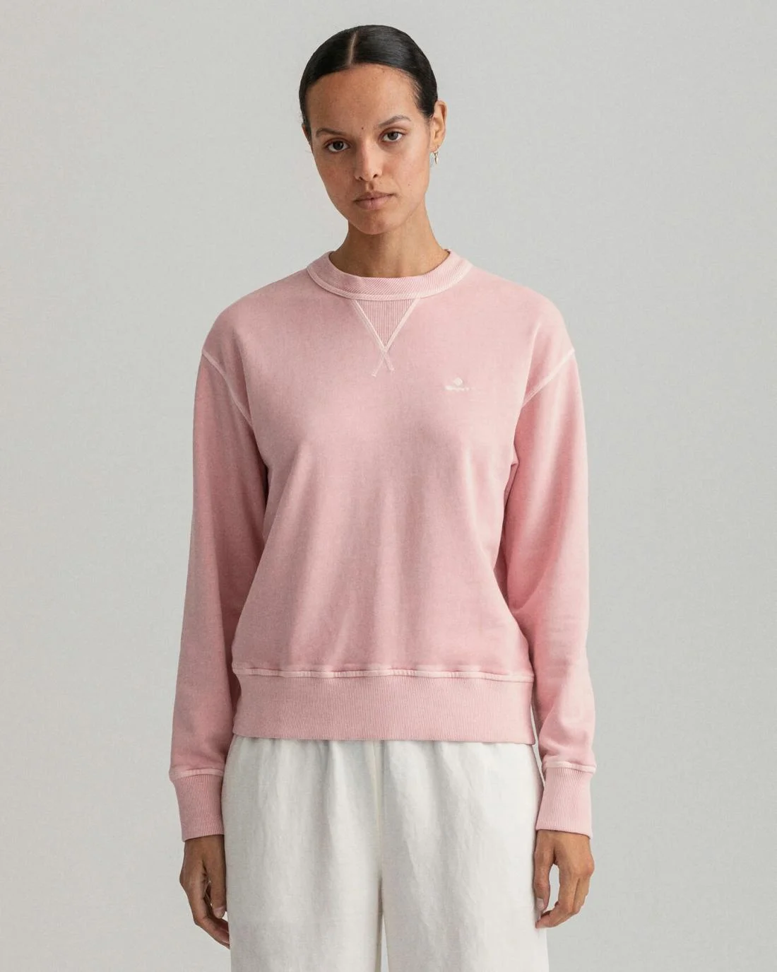 Hoodies And Sweats | Womens GANT Sunfaded Crew Neck Sweatshirt Preppy Pink