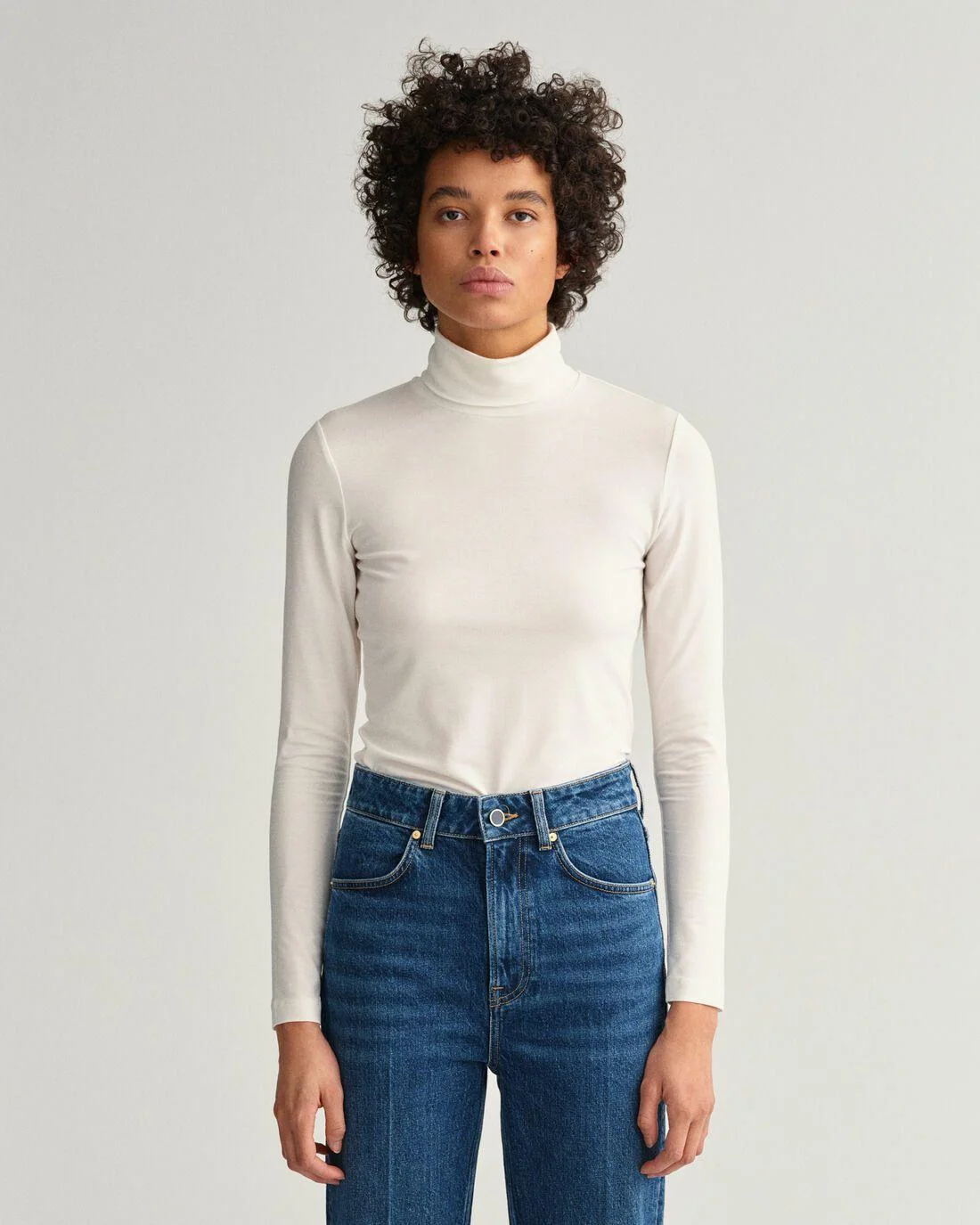 Hoodies And Sweats | Womens GANT Jersey Long Sleeve Turtleneck Sweater Offwhite