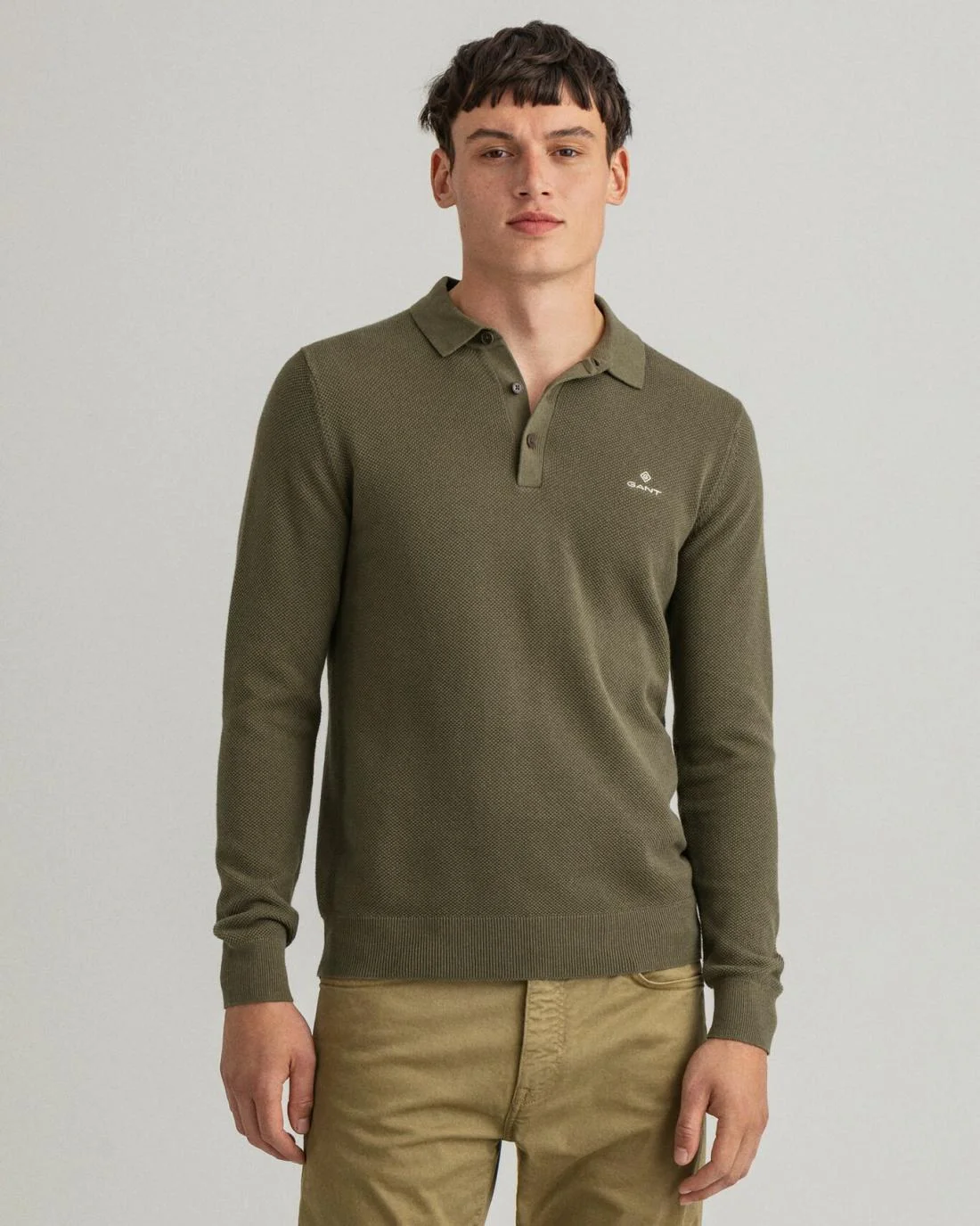 Knitwear | Mens GANT Cotton Piqué Polo Sweater Racing Green