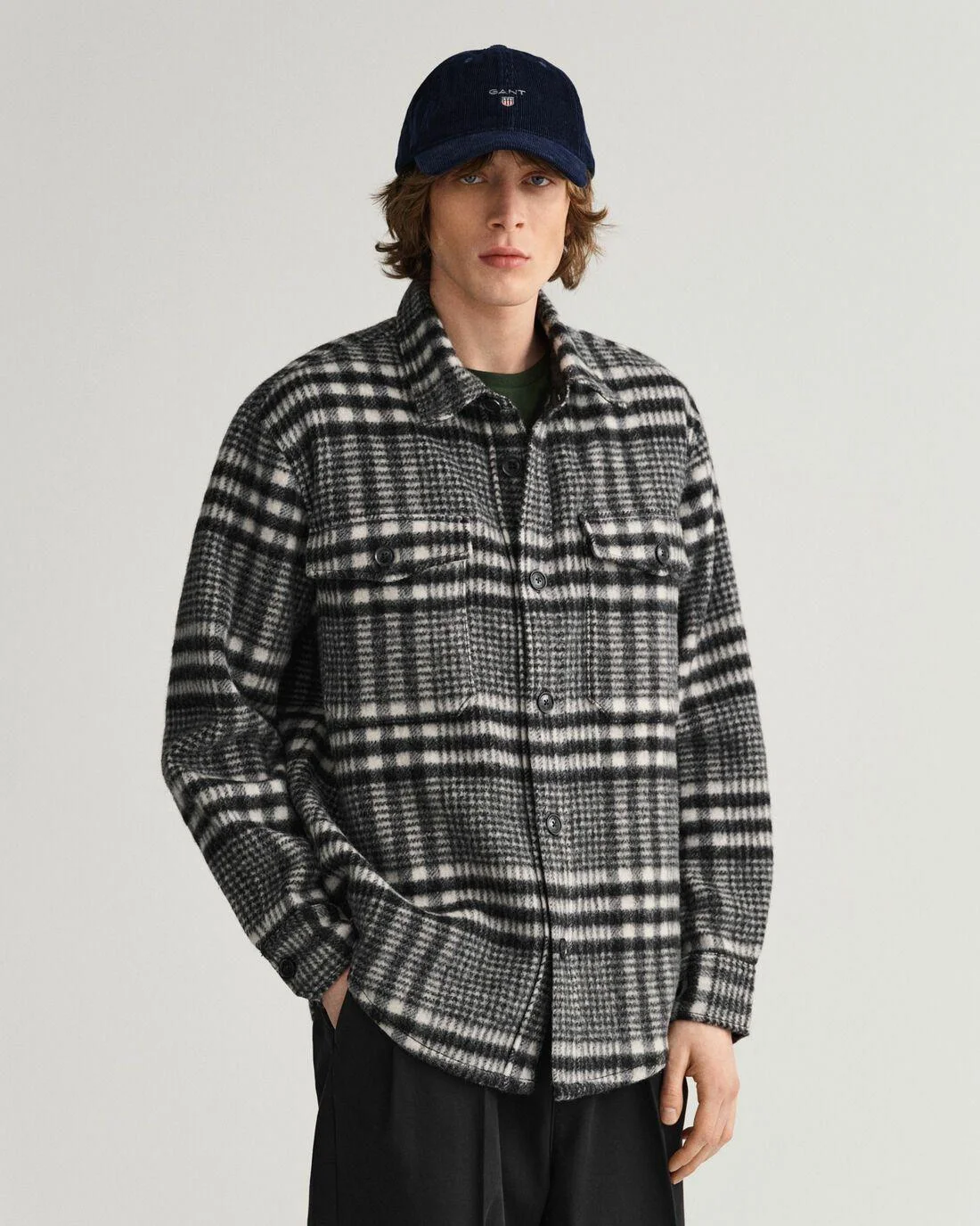 Shirts | Mens GANT Houndstooth Overshirt Black