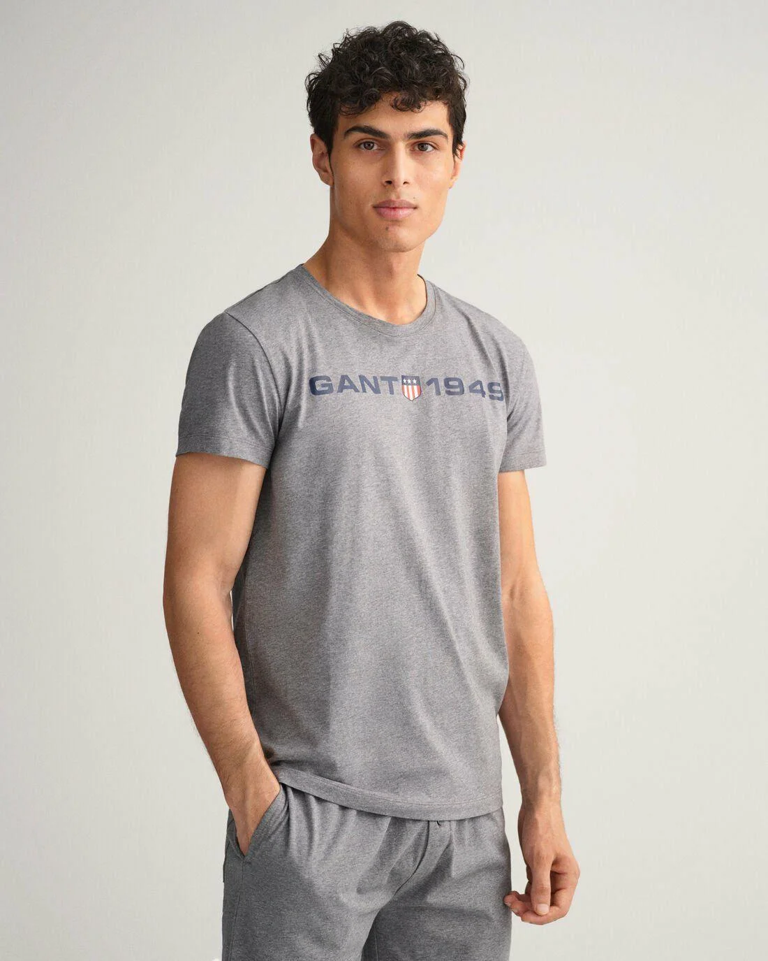 Nightwear | Mens GANT Retro Shield Crew Neck T-Shirt Dark Grey Melange