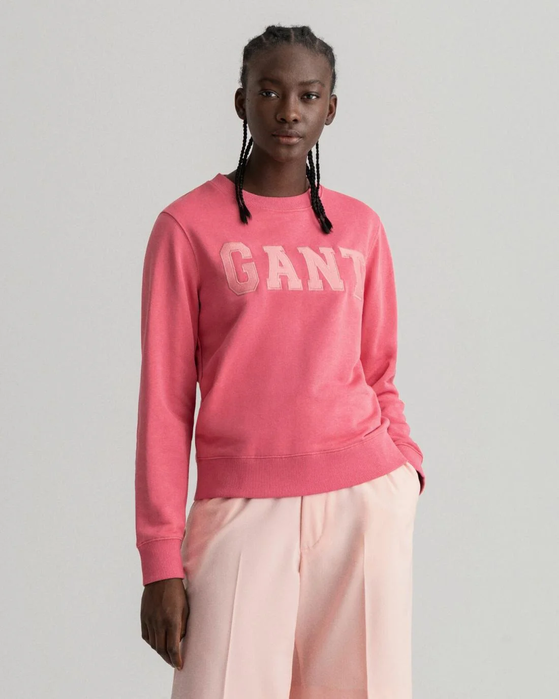 Hoodies And Sweats | Womens GANT Logo Crew Neck Sweatshirt Rapture Rose