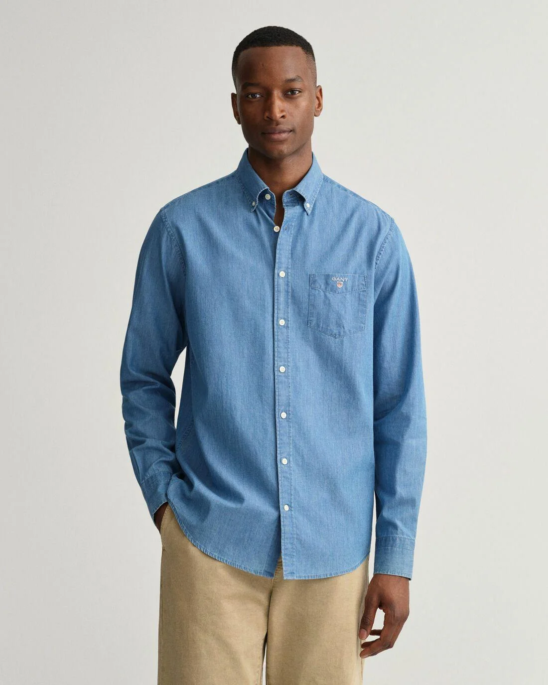 Shirts | Mens GANT Regular Fit Indigo Shirt Semi Light Blue