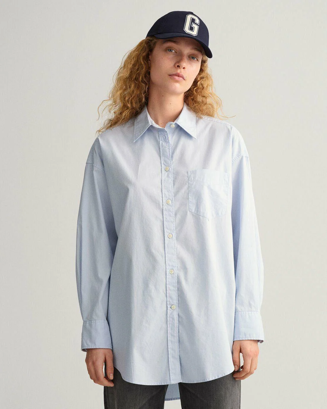 Shirts And Blouses | Womens GANT Oversized Oxford Shirt Muted Blue