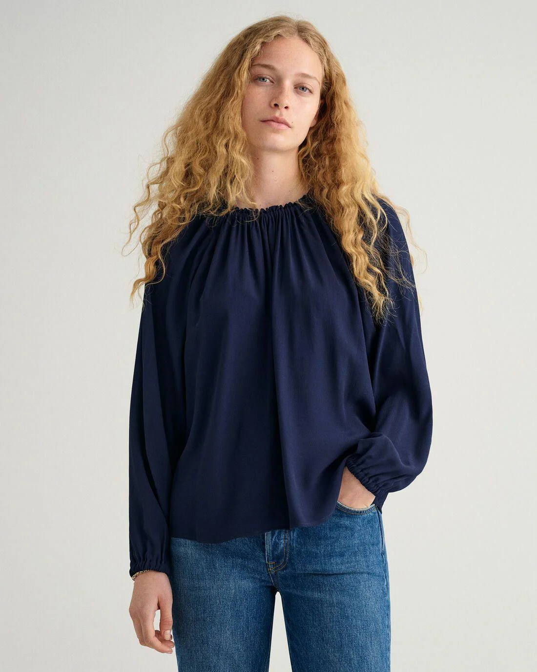 Shirts And Blouses | Womens GANT Boatneck Blouse Classic Blue