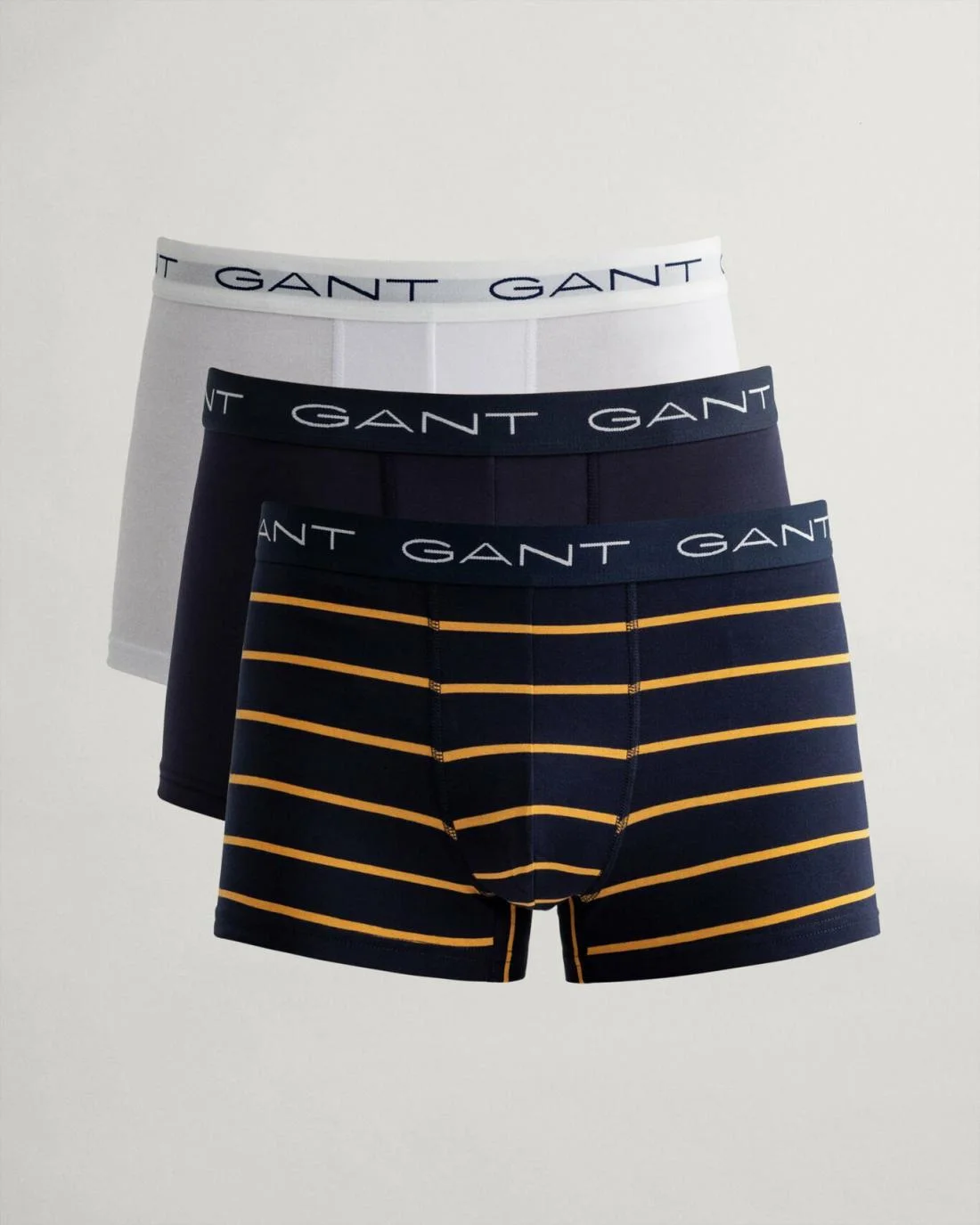 Underwear | Mens GANT 3-Pack Stripe Trunks With Gift Box Evening Blue