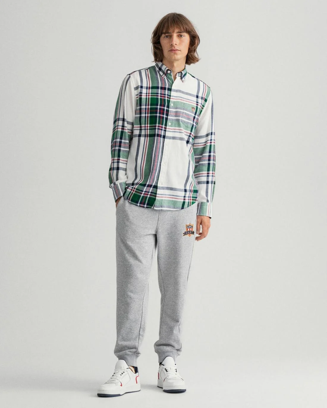 Hoodies And Sweats | Mens GANT Banner Shield Sweatpants Grey Melange