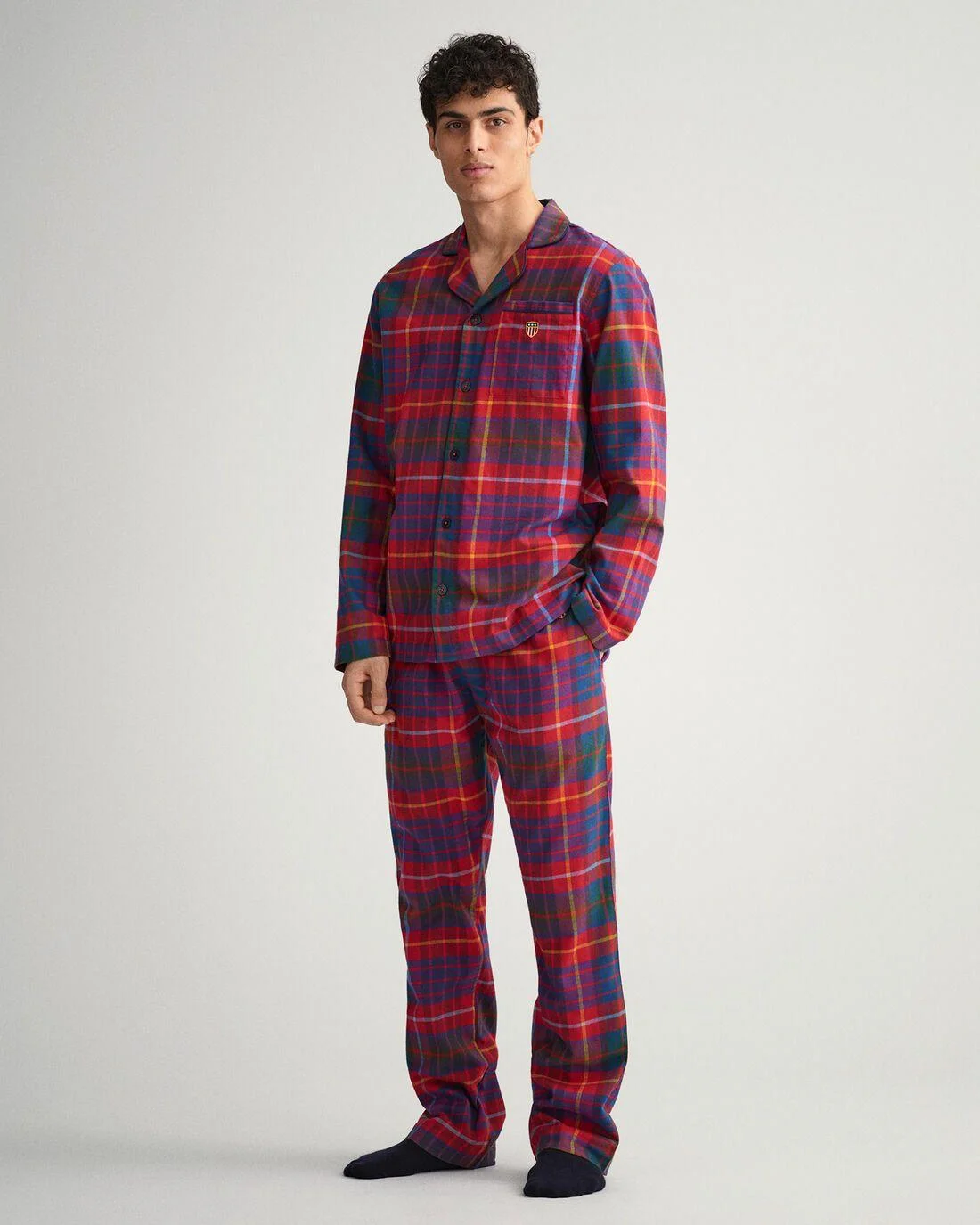 Underwear | Mens GANT Flannel Pajama Set With Shirt Gift Box Equestrian Red