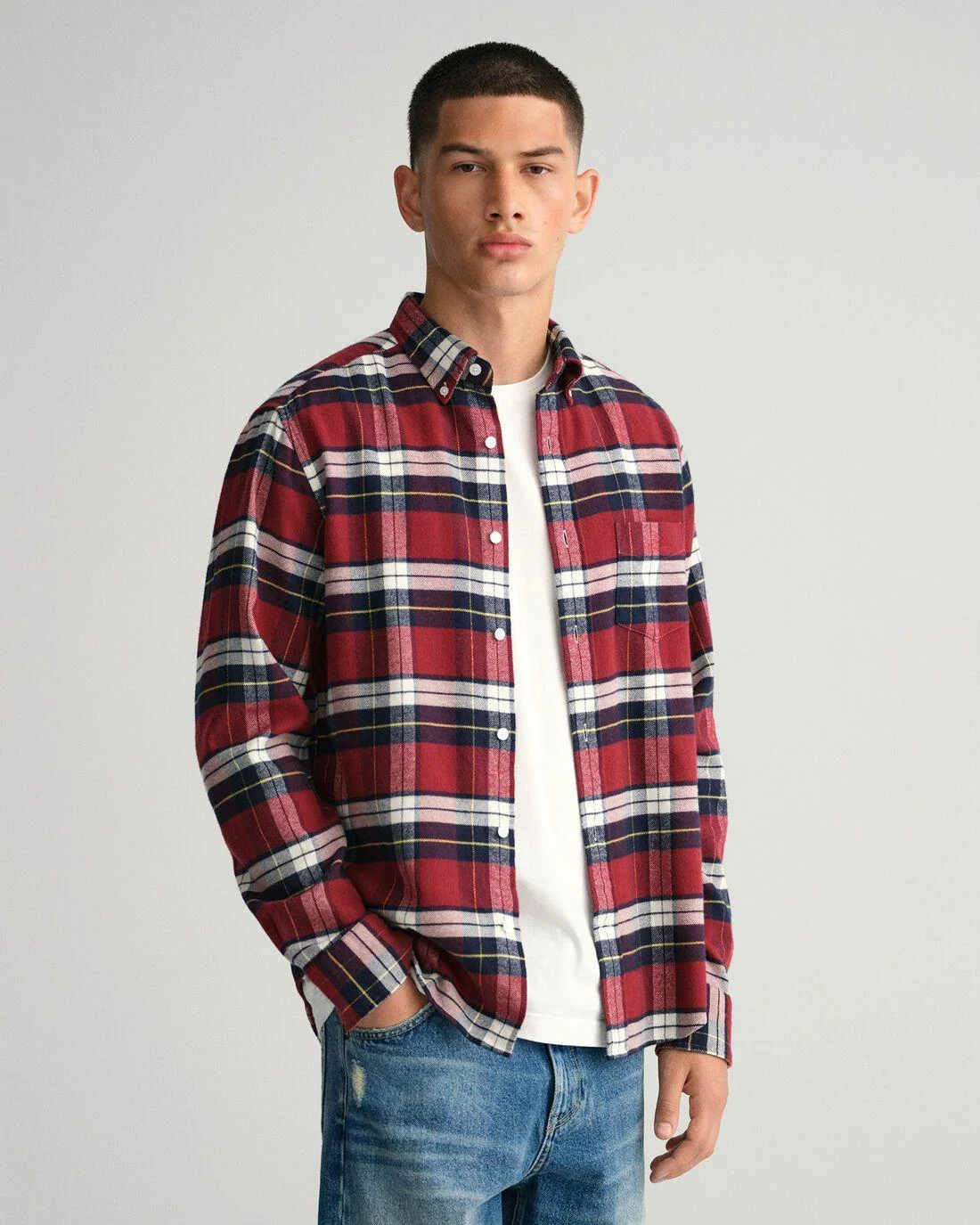 Shirts | Mens GANT Regular Fit Flannel Check Shirt Plumped Red