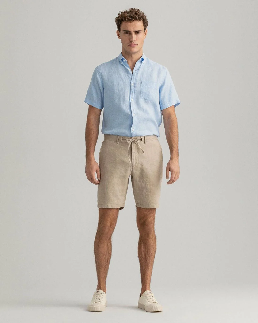 Shorts | Mens GANT Relaxed Fit Linen Drawstring Shorts Dry Sand