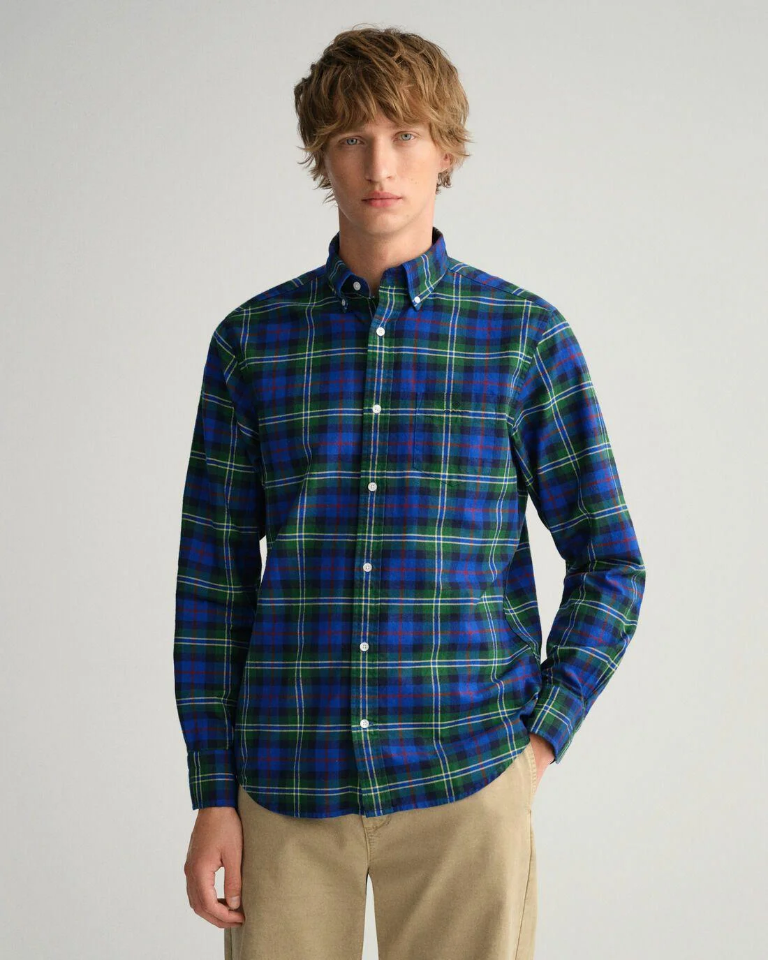 Shirts | Mens GANT Regular Fit Brushed Oxford Tartan Shirt Eden Green