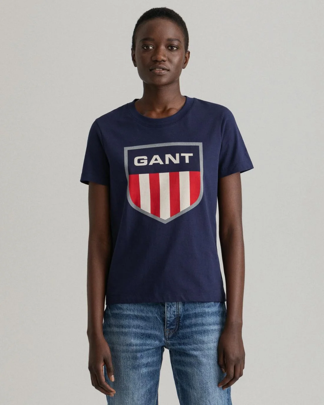 Polos And T-Shirts | Womens GANT Retro Shield T-Shirt Evening Blue