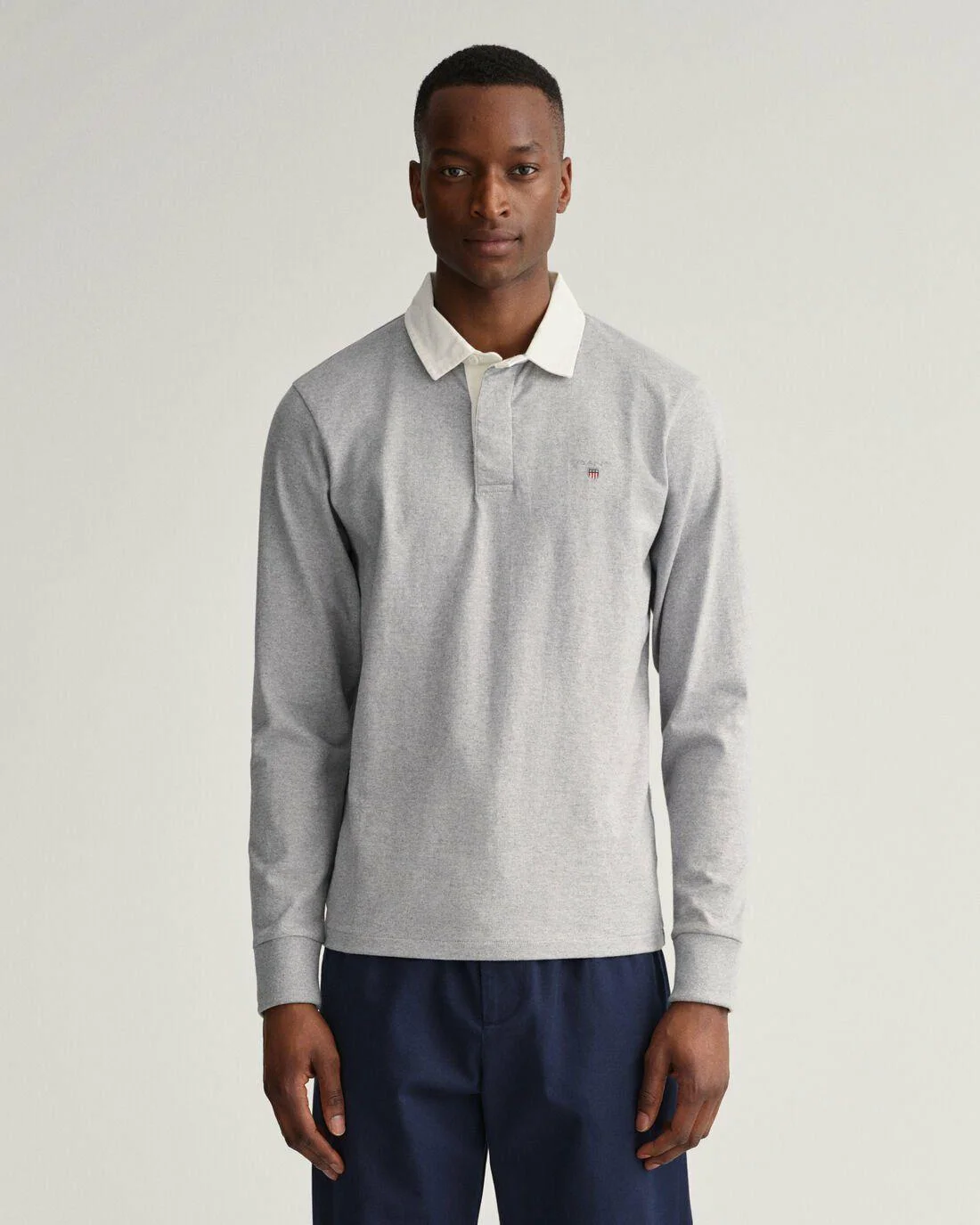 Rugby Shirts | Mens GANT Solid Heavy Rugger Grey Melange