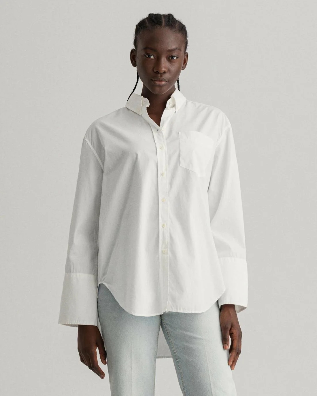 Shirts And Blouses | Womens GANT Relaxed Fit Wide Cuff Shirt White