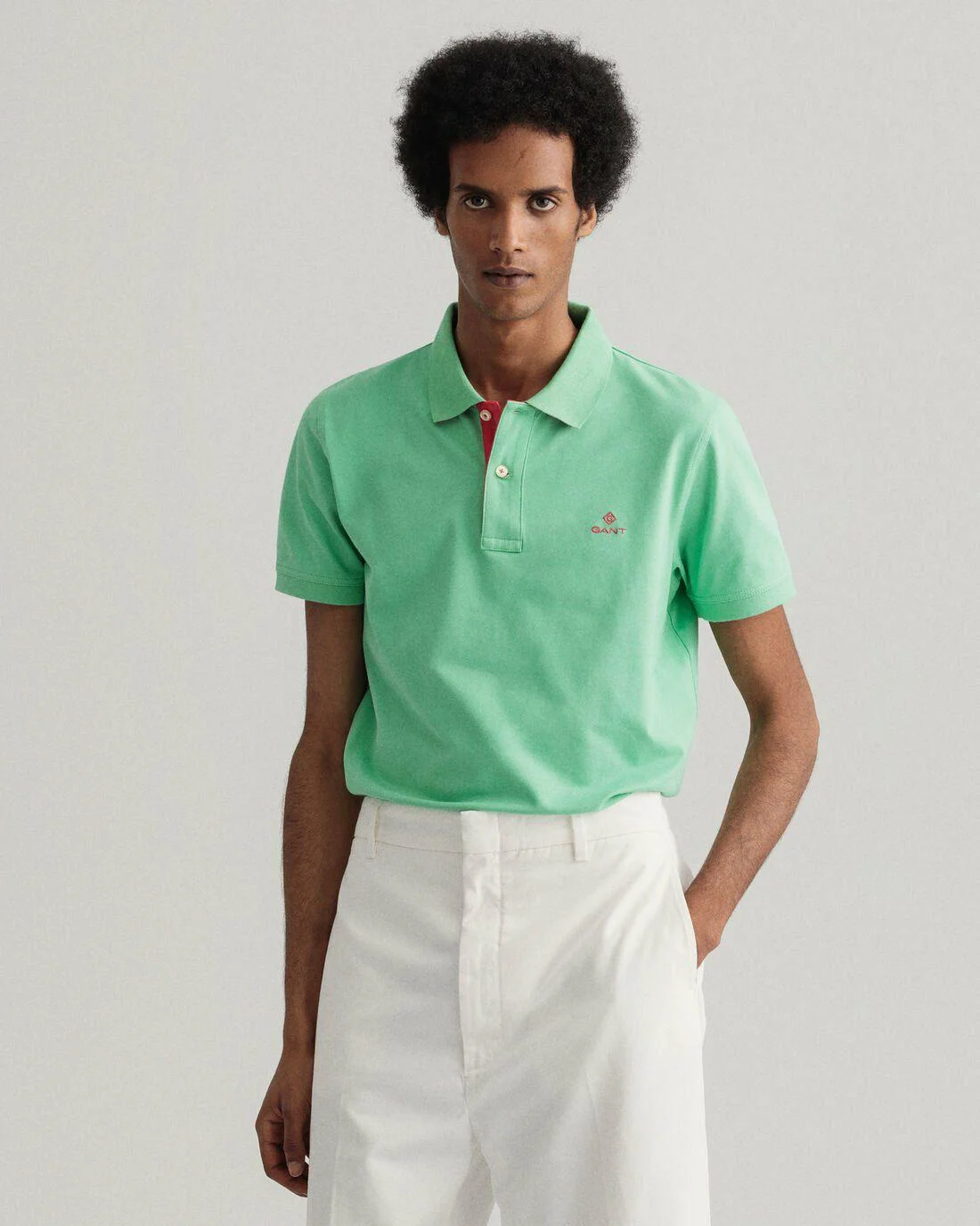 Polo Shirts | Mens GANT Contrast Collar Piqué Rugger Absinthe Green