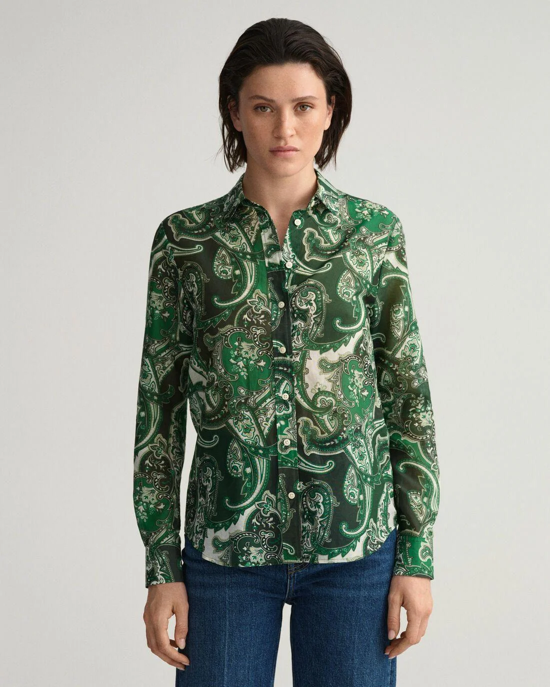 Shirts And Blouses | Womens GANT Regular Fit Paisley Cotton Silk Shirt Lavish Green