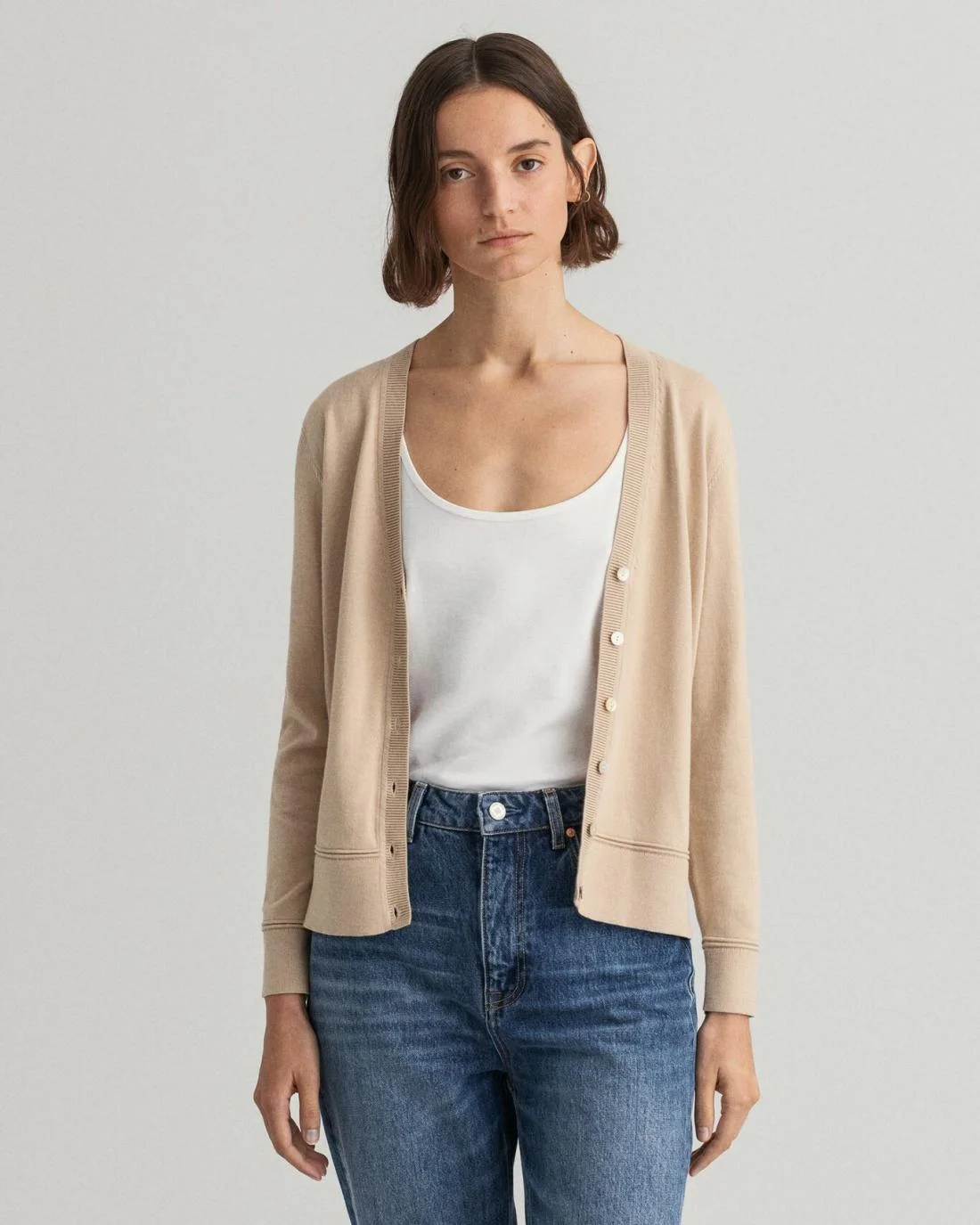 Knitwear | Womens GANT Light Cotton V-Neck Cardigan Dry Sand