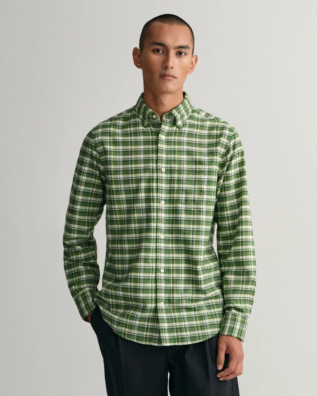 Shirts | Mens GANT Regular Fit Check Oxford Shirt Leaf Green