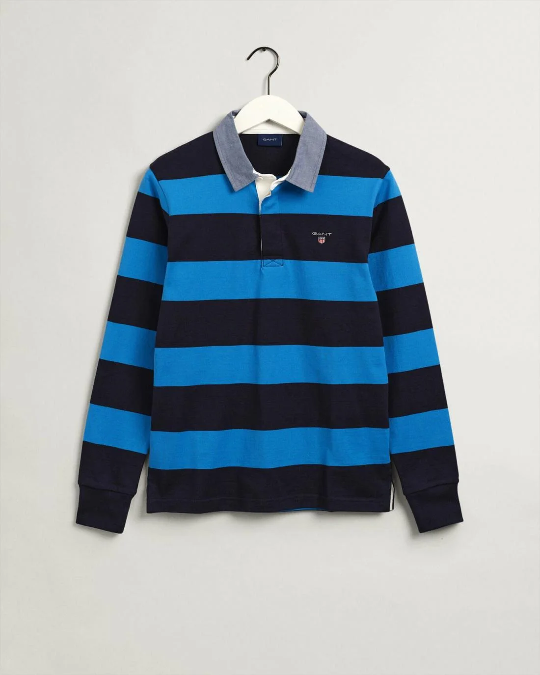 Rugby Shirts | Mens GANT Original Barstripe Heavy Rugger Day Blue