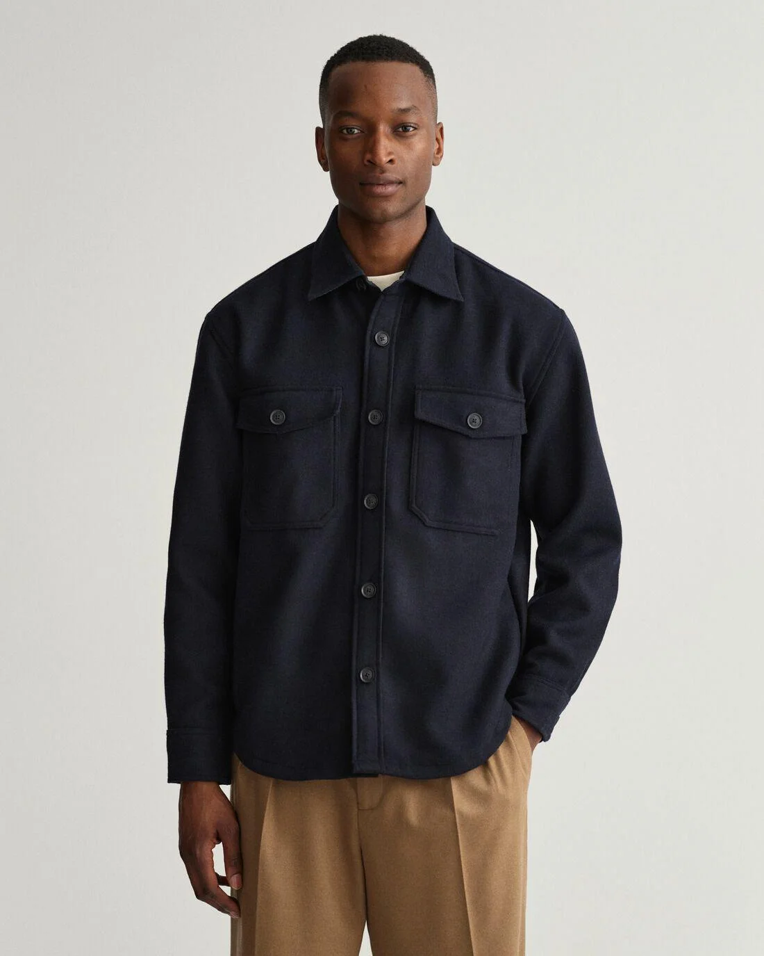 Shirts | Mens GANT Wool Blend Overshirt Evening Blue