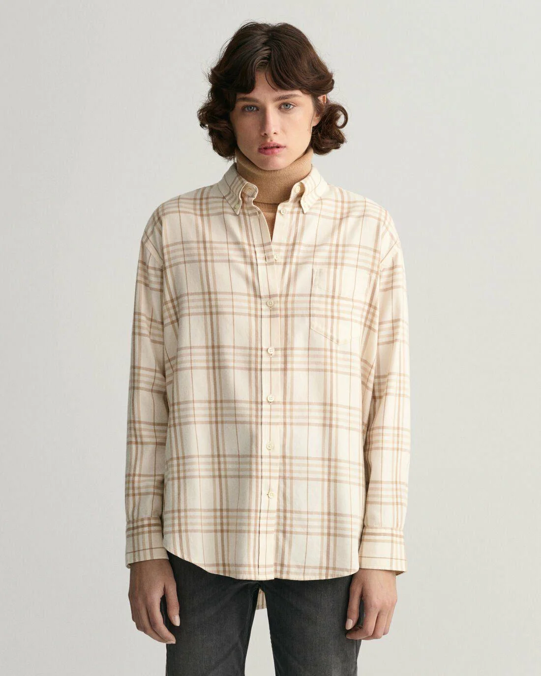 Shirts And Blouses | Womens GANT Relaxed Fit Check Flannel Shirt Linen