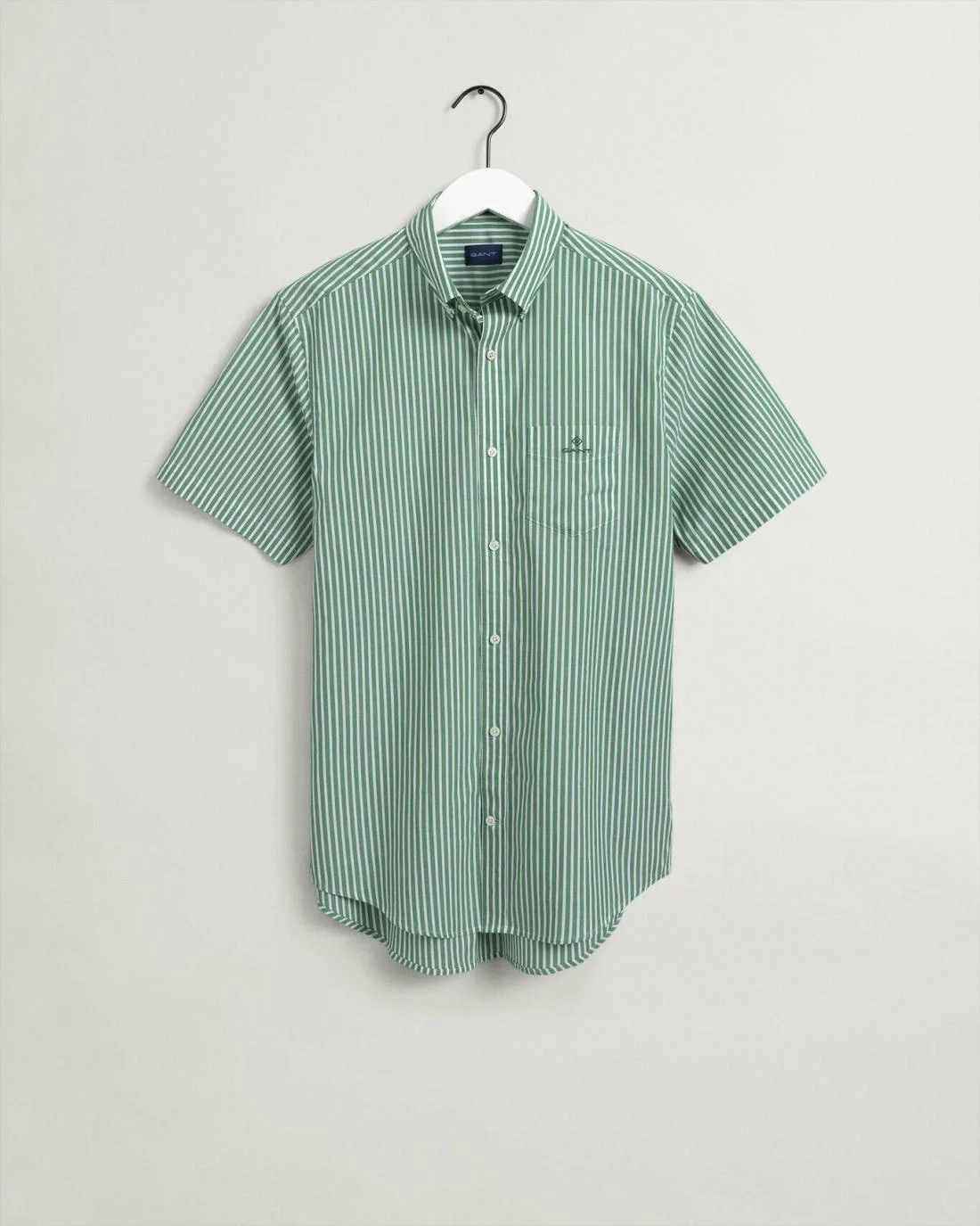 Shirts | Mens GANT Regular Fit Stripe Short Sleeve Broadcloth Shirt Lavish Green