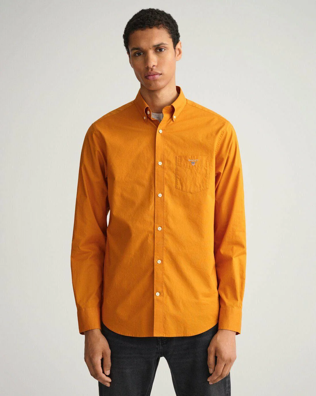 Shirts | Mens GANT Regular Fit Broadcloth Shirt Dark Mustard Orange