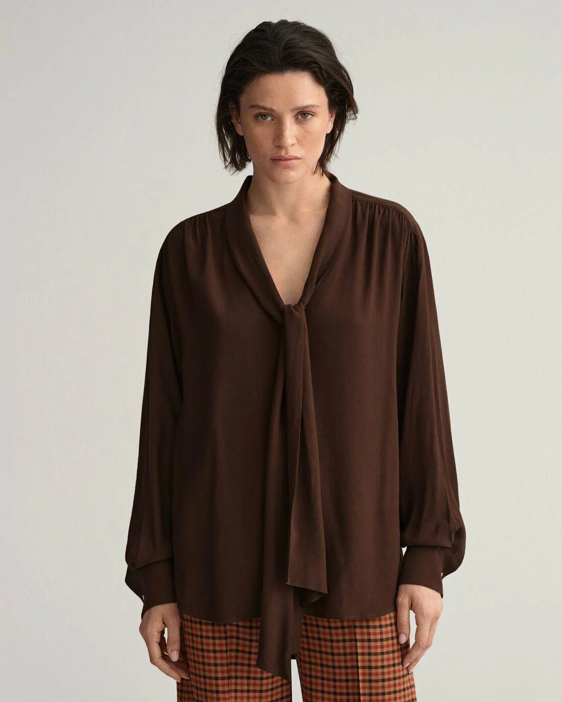 Shirts And Blouses | Womens GANT Bow Blouse Rich Brown