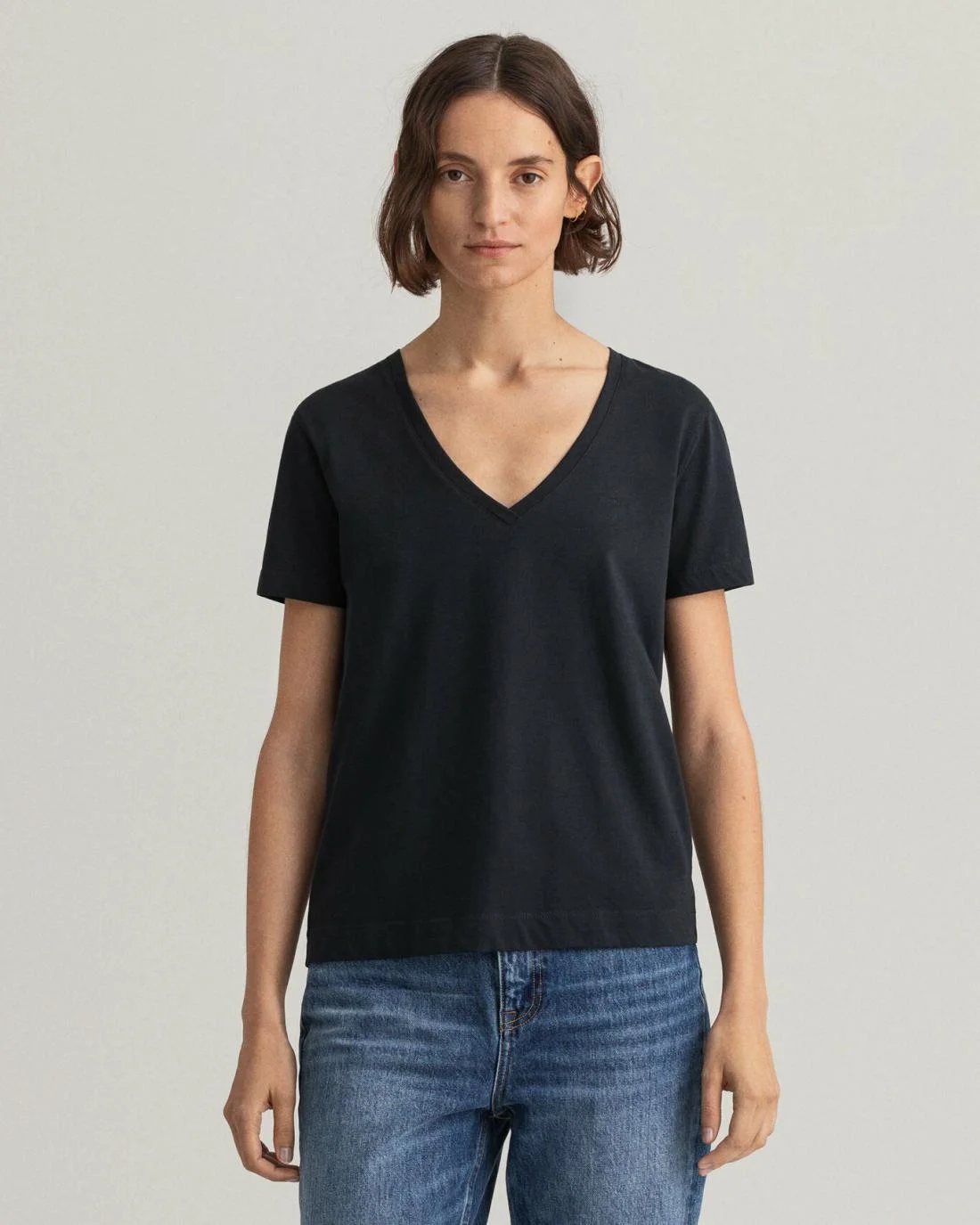 Polos And T-Shirts | Womens GANT Original V-Neck T-Shirt Black