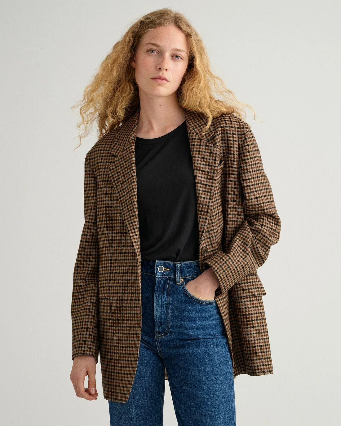 Blazers | Womens GANT Oversized Check Blazer Toffee Beige