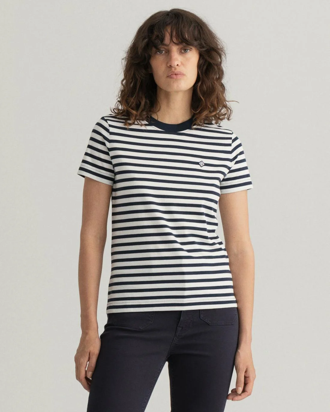 Polos And T-Shirts | Womens GANT Icon G Striped T-Shirt Evening Blue