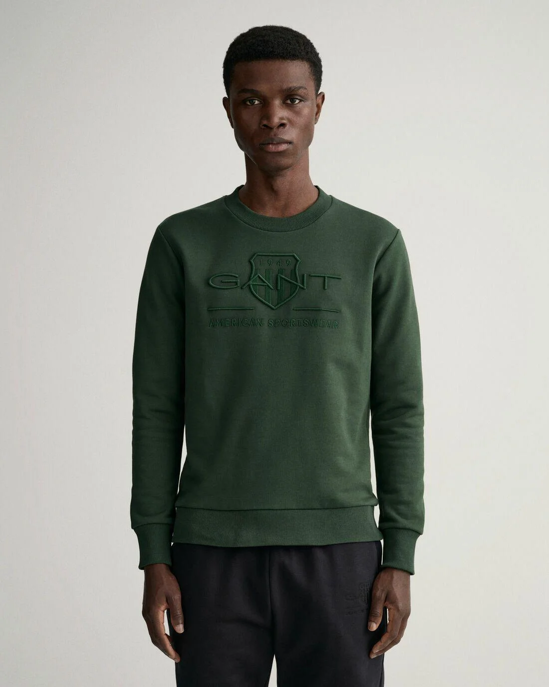 Hoodies And Sweats | Mens GANT Tonal Archive Shield Crew Neck Sweatshirt Storm Green